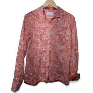 Women's Panhandle Slim Button Down Pink/Red Paisley Western Shirt Size M